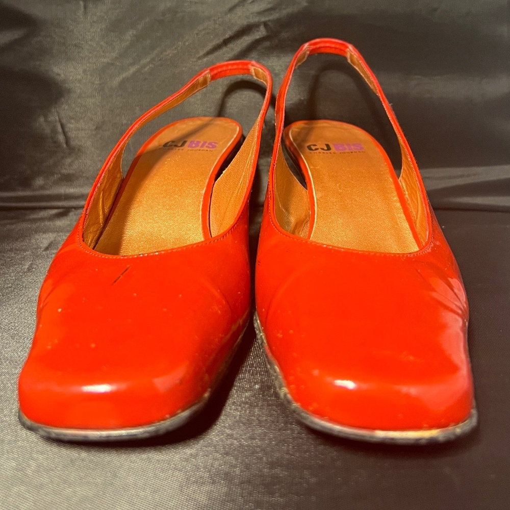 CJ BIS (Charles Jourdan) red slingback pumps